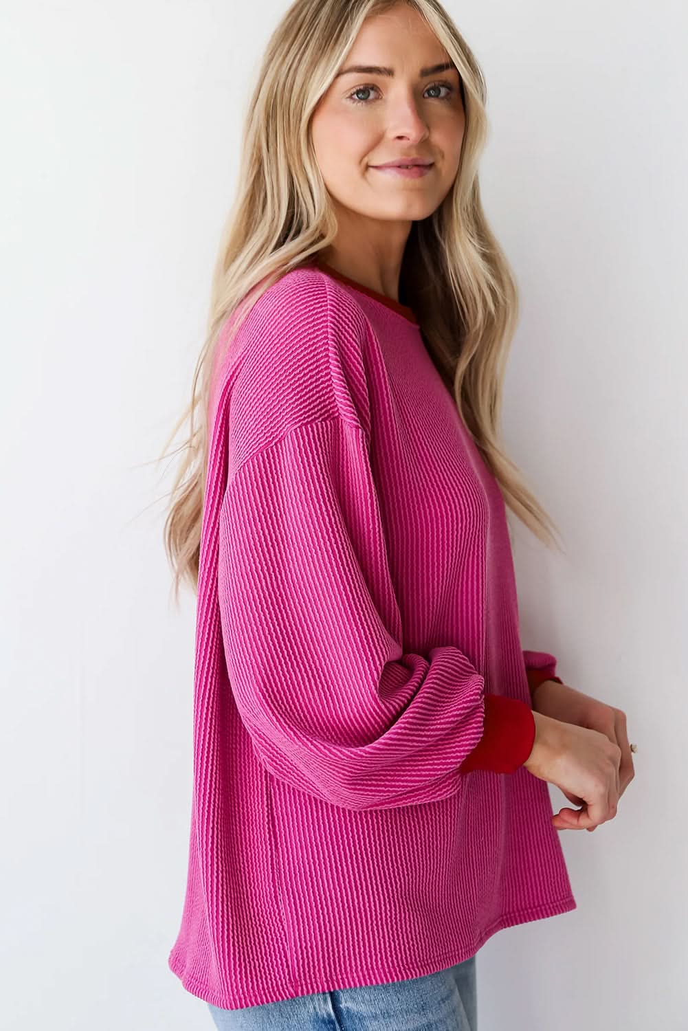 Bright pink drop shoulder top - Love Salve